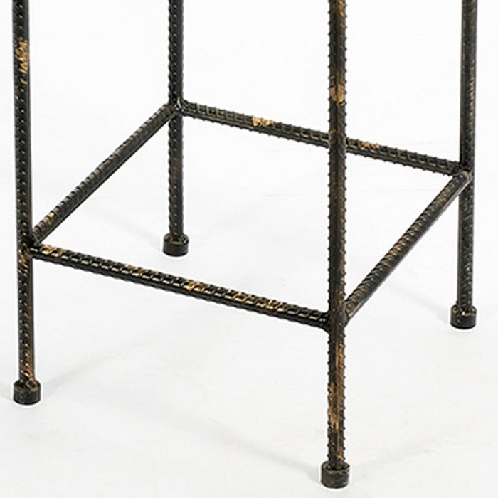 Scrolled Metal Frame Plant Stand with Square Top, Medium, Black