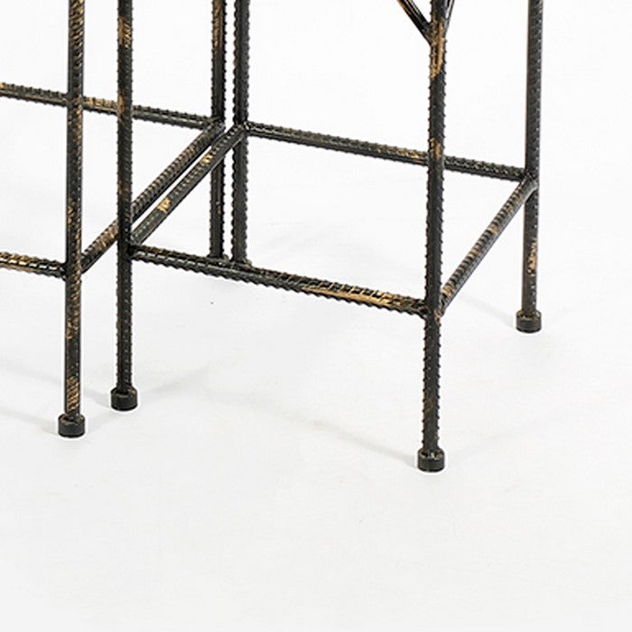 Scrolled Metal Frame Plant Stand with Square Top, Set of 2, Black