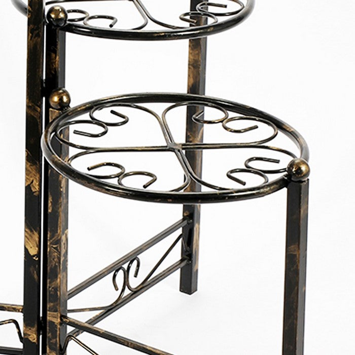 3 Tier Heart Clover Design Round Top Metal Plant Stand, Black