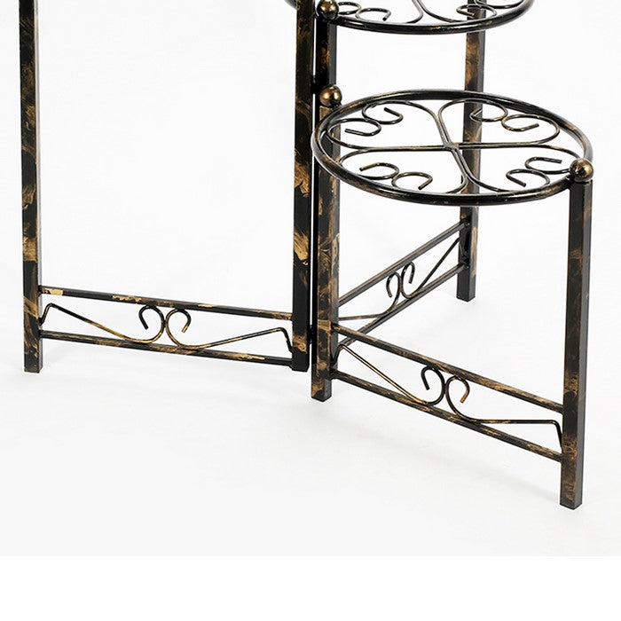 3 Tier Heart Clover Design Round Top Metal Plant Stand, Black