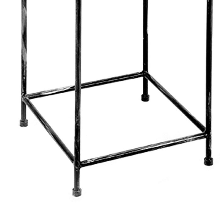 Lattice Cut Square Top Plant Stand with Tubular Legs, Large, Black