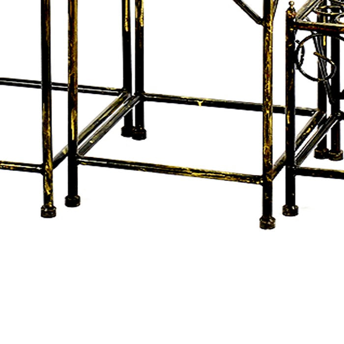 Lattice Cut Square Top Plant Stand with Tubular Legs, Set of 3, Black
