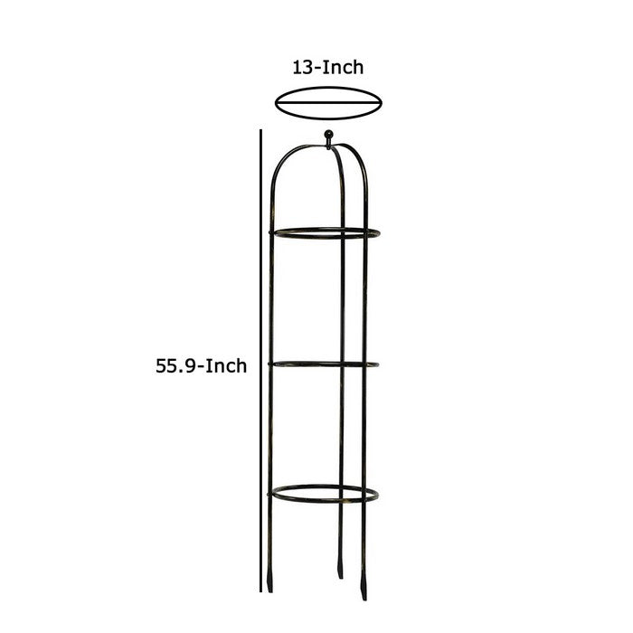Industrial Style 3 Tier Dome Shape Metal Frame Floor Planter, Black