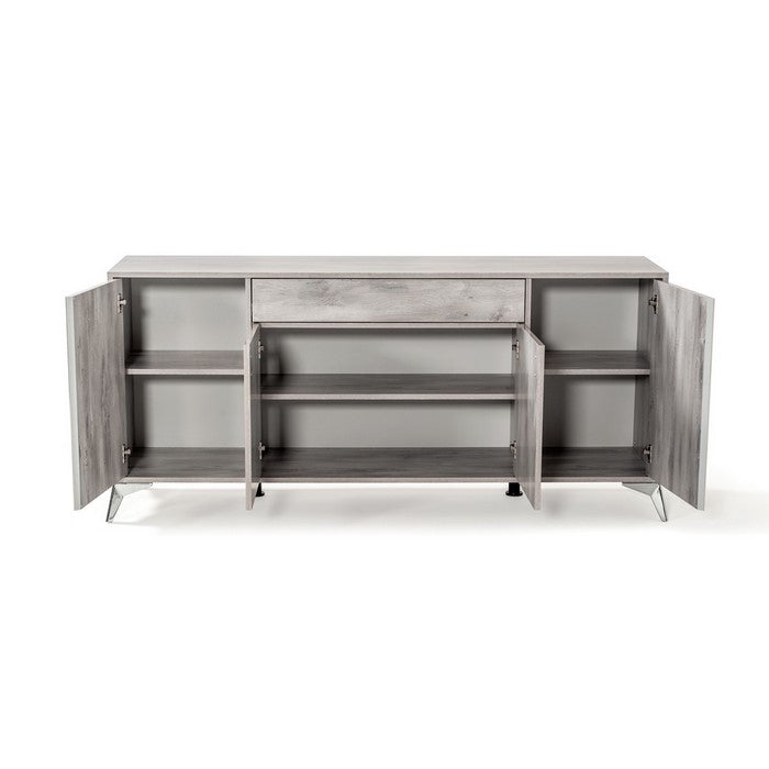 Double Door Storage Buffet with Angled Metal Legs and 1 Drawer, Light Gray - BM216744