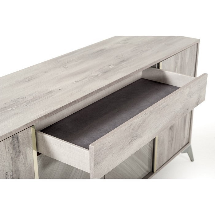 Double Door Storage Buffet with Angled Metal Legs and 1 Drawer, Light Gray - BM216744