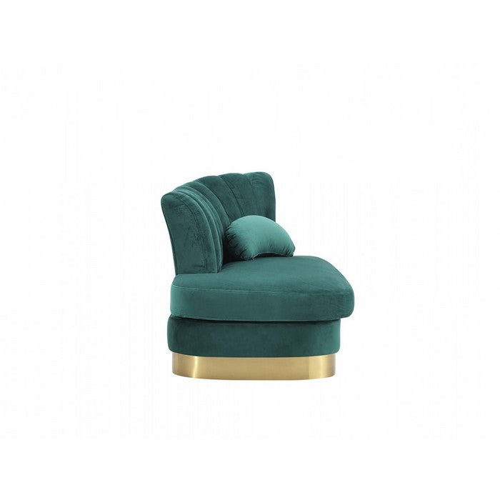 Flared Backrest Wooden Chaise with Vertical Tufted Channels,Green and Gold - BM216746