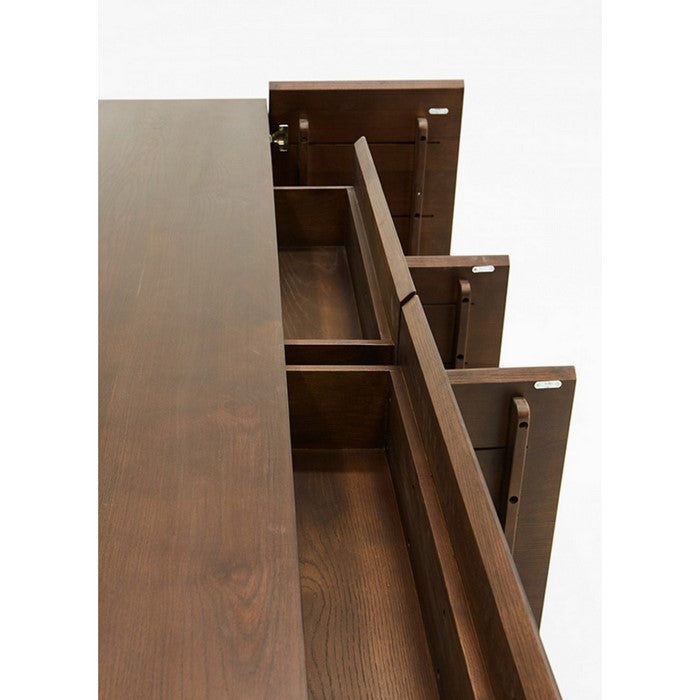 2 Single Door Storage Buffet with Sled Base and Wood Grain Details, Brown - BM216747