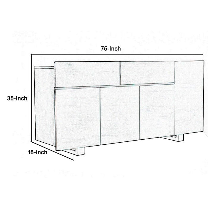 2 Single Door Storage Buffet with Sled Base and Wood Grain Details, Brown - BM216747