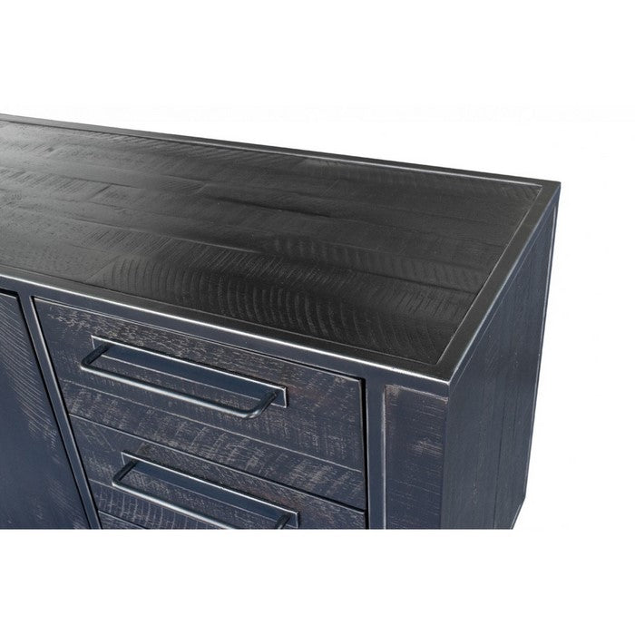 3 Drawer Transitional Style Buffet with Bar Handles and Sled Base, Gray - BM216750