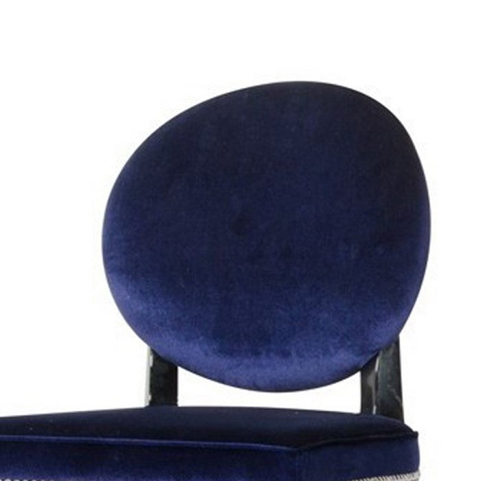 Round Back Dining Chair with Nailhead Trim, Set of 2, Blue and Black - BM216751