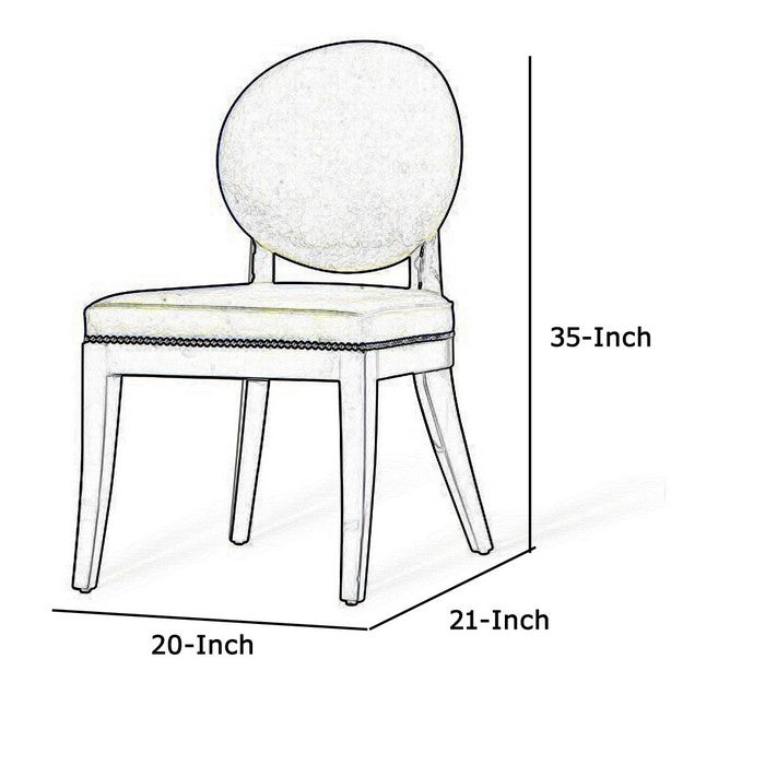 Round Back Dining Chair with Nailhead Trim, Set of 2, Blue and Black - BM216751