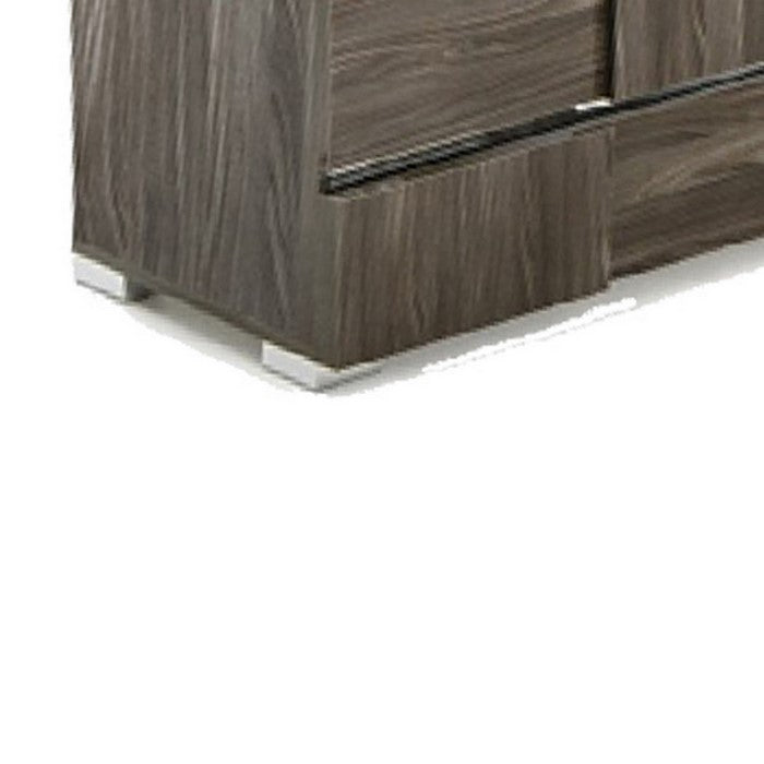 6 Drawer Dresser with Metal Trim Accents and Wood Grain Details, Gray - BM216752