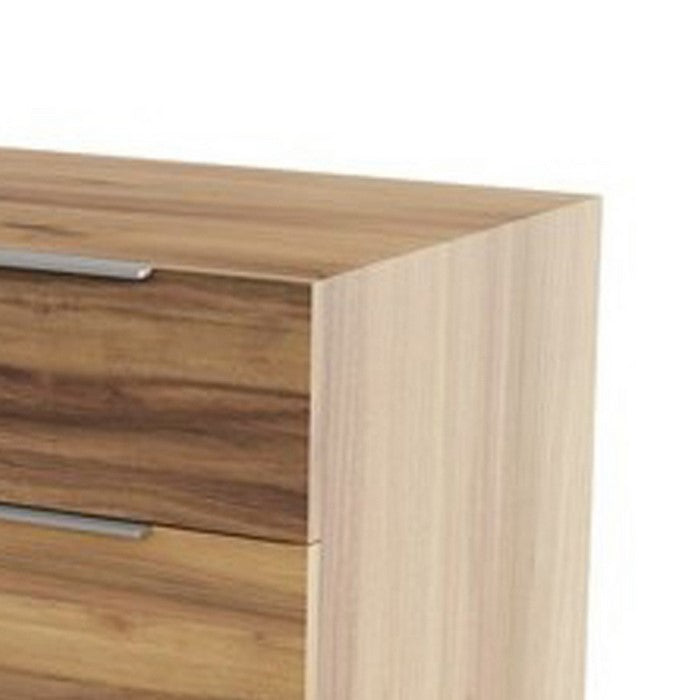 6 Drawer Wooden Dresser with Metal Handles and Wood Grain Details, Brown - BM216753
