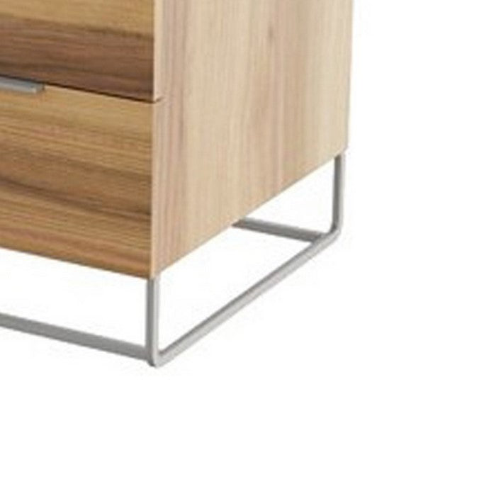 6 Drawer Wooden Dresser with Metal Handles and Wood Grain Details, Brown - BM216753