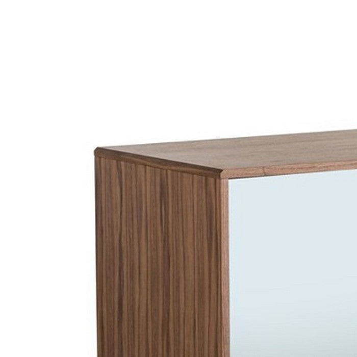 2 Double Door Storage Dresser with Mirror Front and Angled Legs, Brown - BM216755