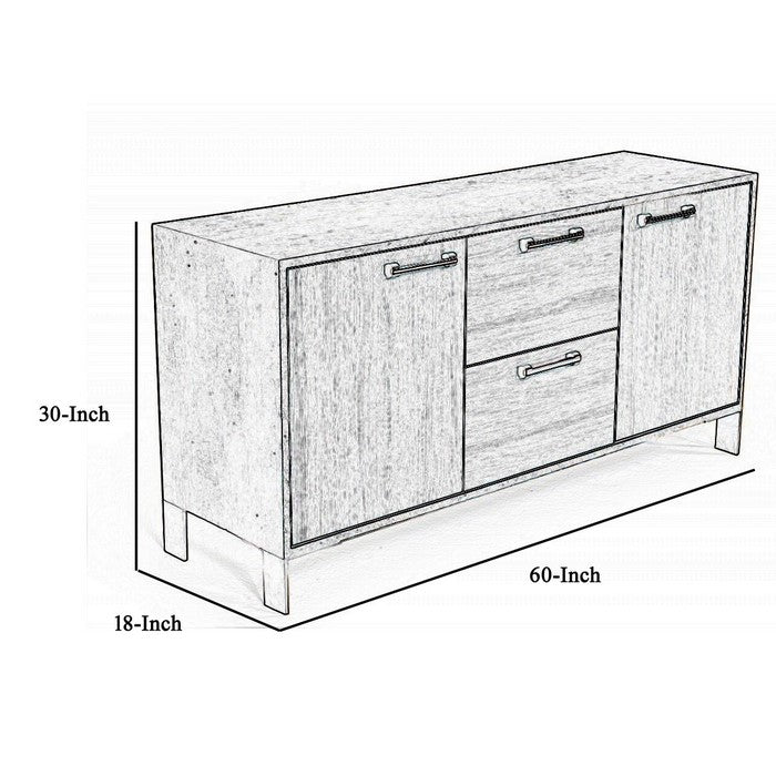 2 Door Storage Buffet with Faux Concrete Top and 2 Drawers, Brown - BM216758