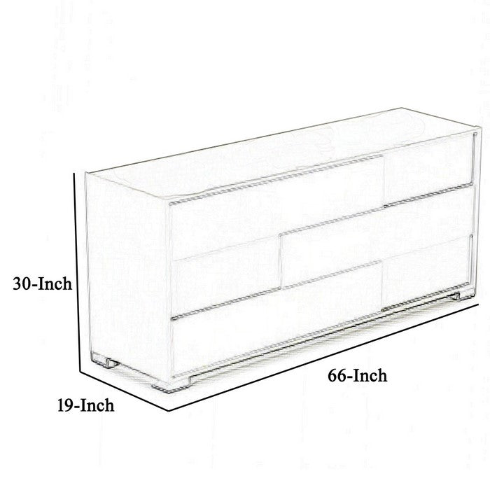 3 Drawer Contemporary Dresser with Bracket Feet and Integrated Pulls, White - BM216759