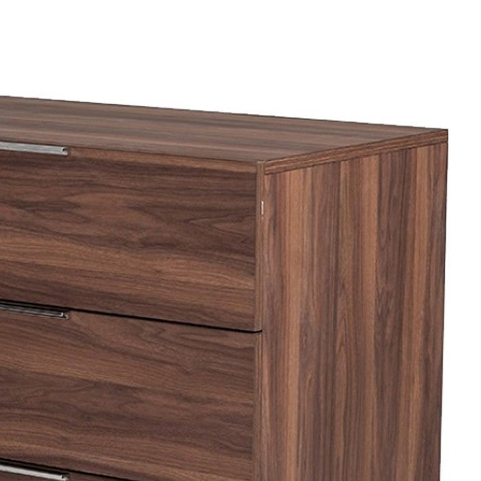 6 Drawer Transitional Dresser with Wood Grain Details and Metal Legs, Brown - BM216763
