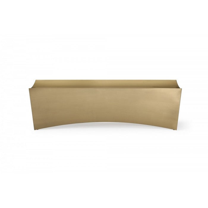 Contemporary Wooden Bench with Concave Edges, Champagne Gold - BM216765