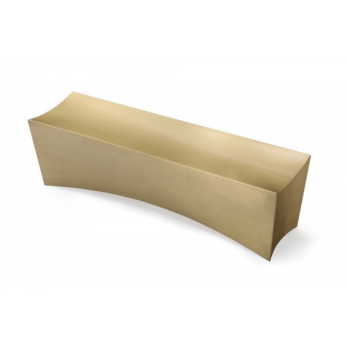 Contemporary Wooden Bench with Concave Edges, Champagne Gold - BM216765