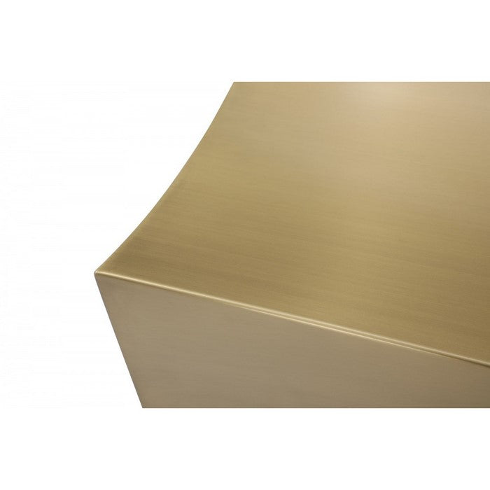 Contemporary Wooden Bench with Concave Edges, Champagne Gold - BM216765