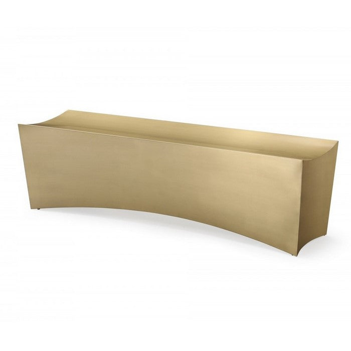 Contemporary Wooden Bench with Concave Edges, Champagne Gold - BM216765