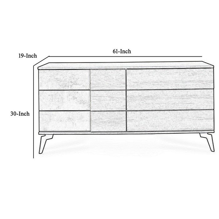 6 Drawer Transitional Dresser with Faux Concrete Front and Metal Legs,Gray - BM216767