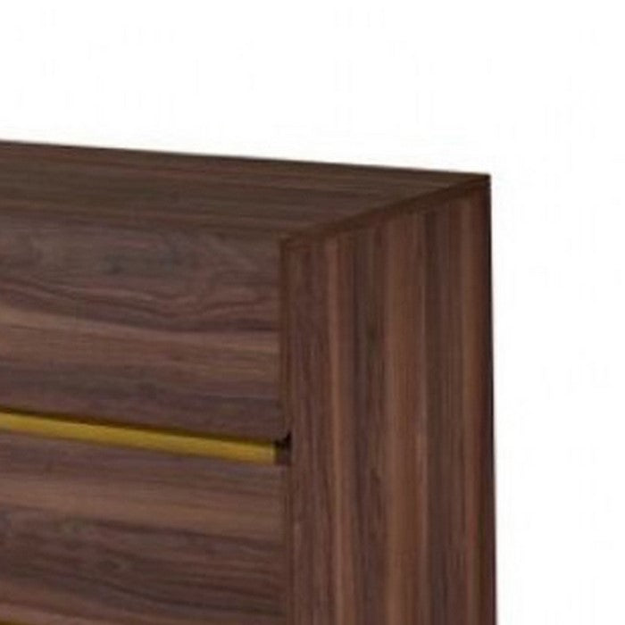 6 Drawer Dresser with Gold Trim Accents and Metal Bracket Feet, Brown - BM216769