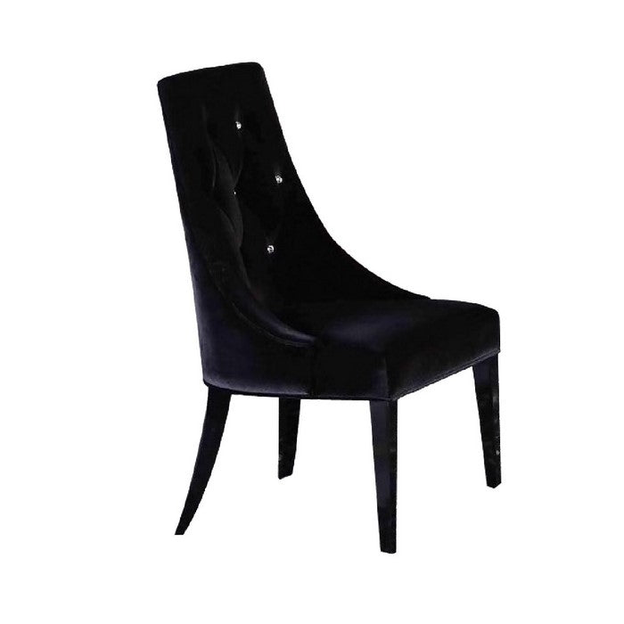 Fabric Sloped Back Dining Chair with Diamond Tufting, Set of 2, Black - BM216770