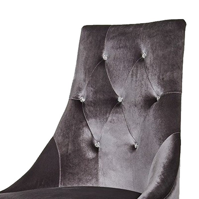 Fabric Sloped Back Dining Chair with Diamond Tufting, Set of 2, Gray - BM216771