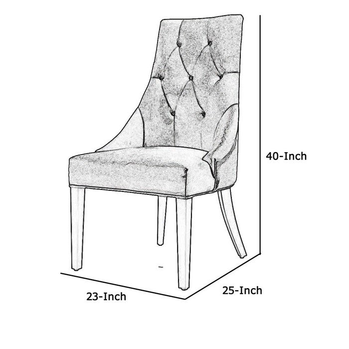Fabric Sloped Back Dining Chair with Diamond Tufting, Set of 2, Gray - BM216771