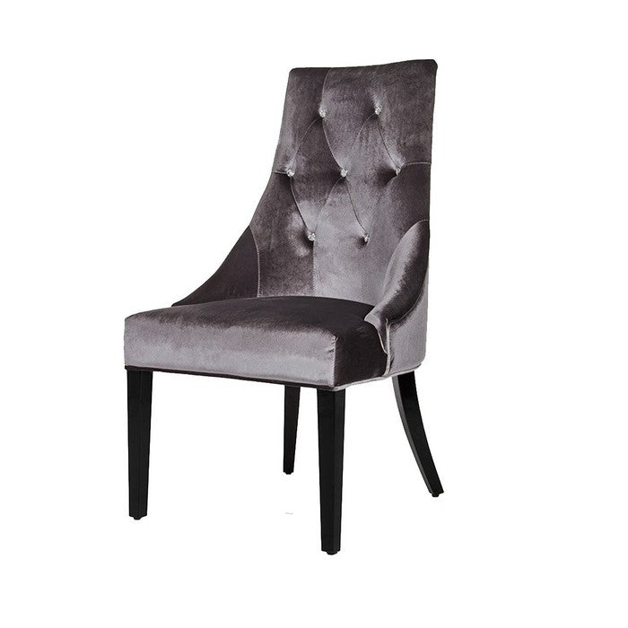 Fabric Sloped Back Dining Chair with Diamond Tufting, Set of 2, Gray - BM216771