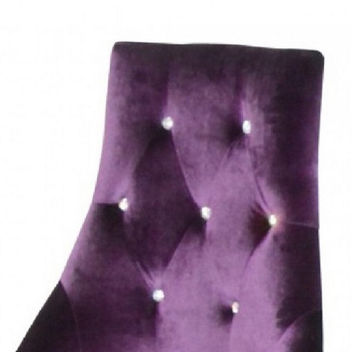 Fabric Sloped Back Dining Chair with Diamond Tufting, Set of 2, Purple - BM216772