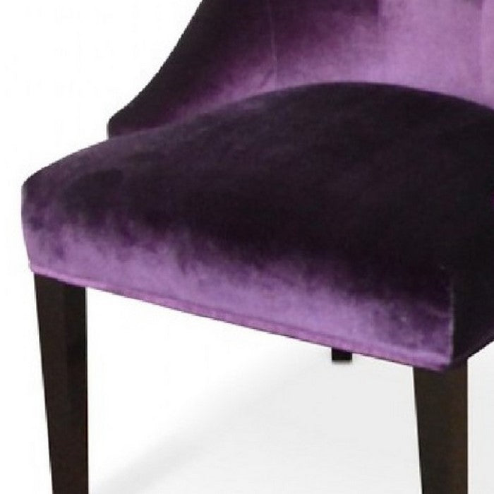 Fabric Sloped Back Dining Chair with Diamond Tufting, Set of 2, Purple - BM216772