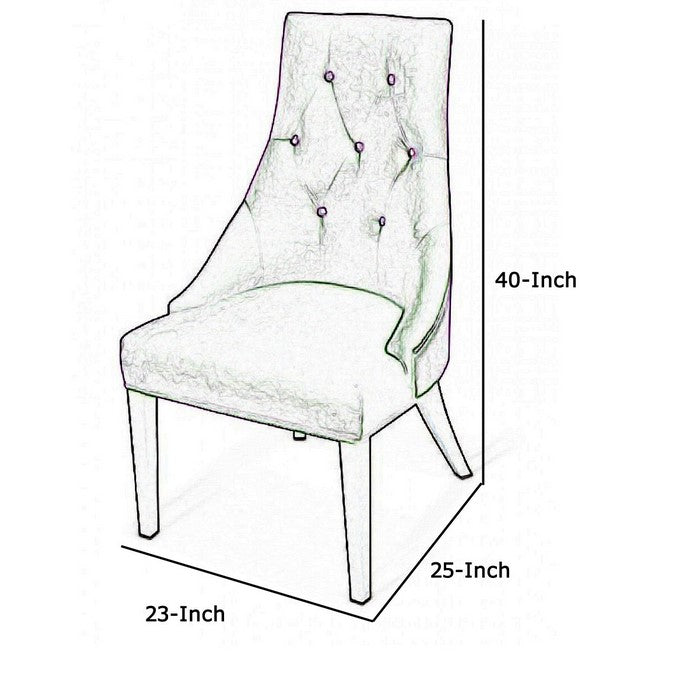 Fabric Sloped Back Dining Chair with Diamond Tufting, Set of 2, Purple - BM216772
