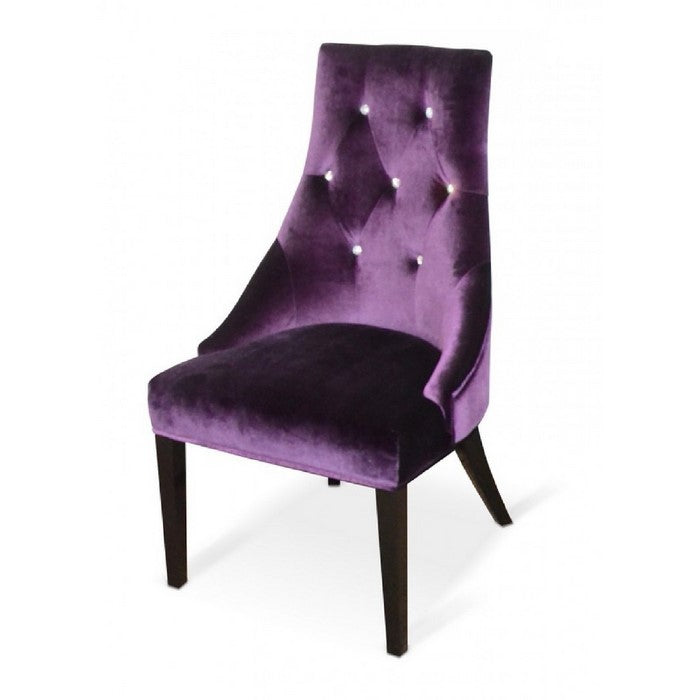 Fabric Sloped Back Dining Chair with Diamond Tufting, Set of 2, Purple - BM216772
