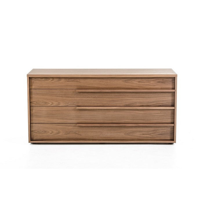 4 Drawer Transitional Buffet with Wood Grain Details and Tubular Legs,Brown - BM216774