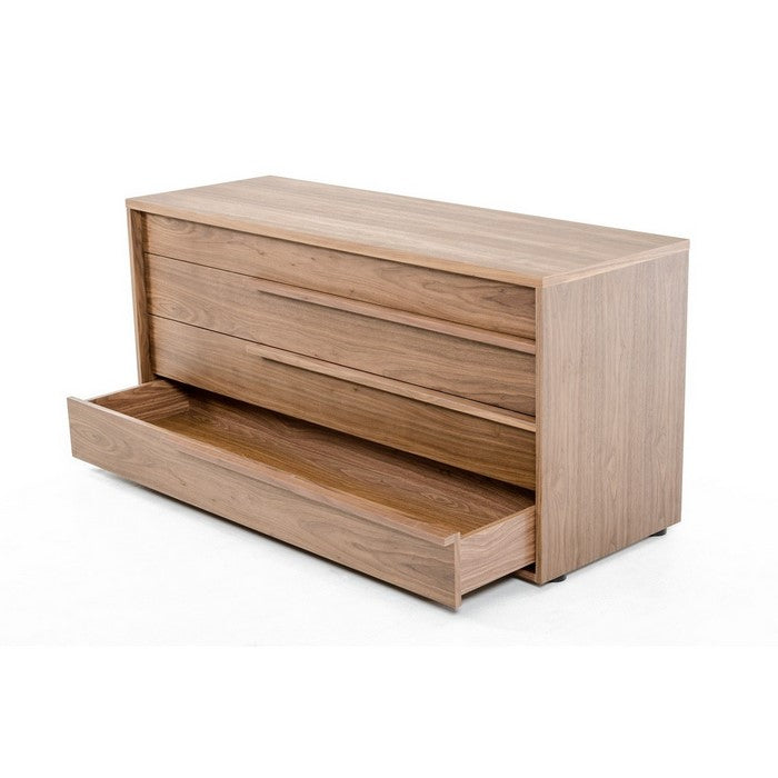 4 Drawer Transitional Buffet with Wood Grain Details and Tubular Legs,Brown - BM216774