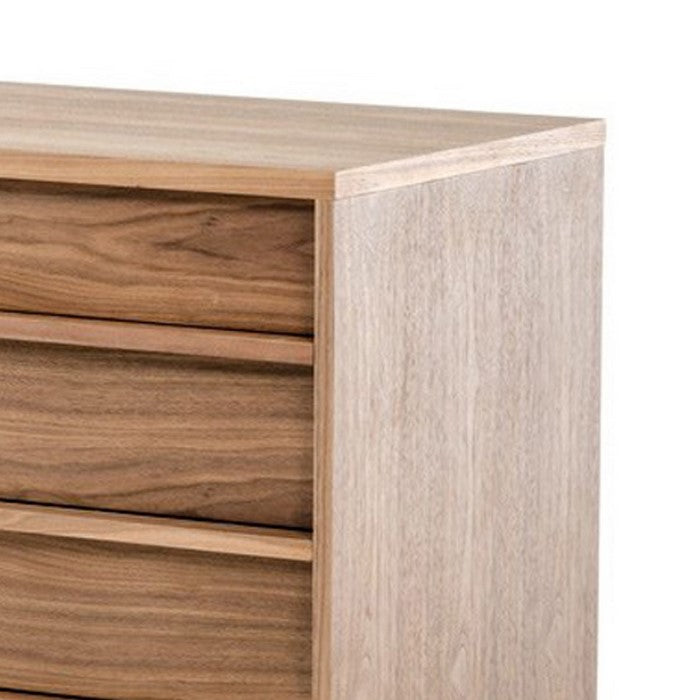 4 Drawer Transitional Buffet with Wood Grain Details and Tubular Legs,Brown - BM216774