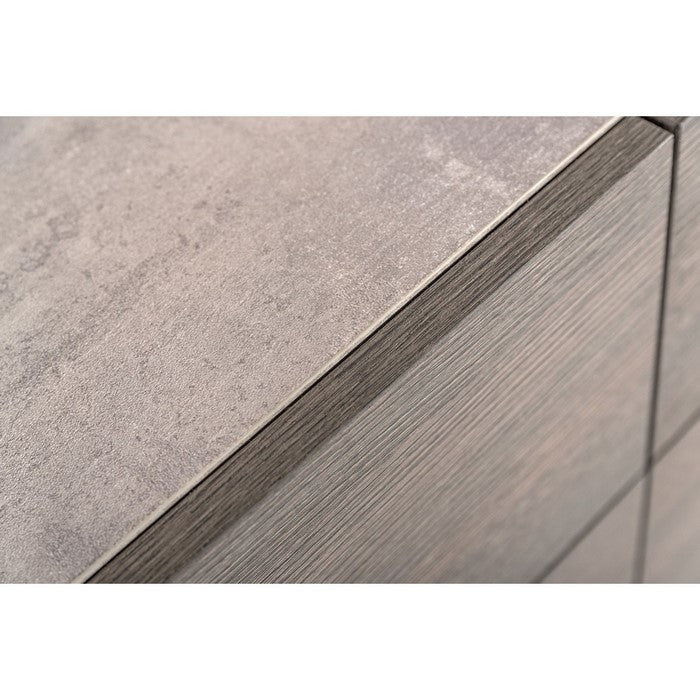 5 Drawer Chest with Metal Handles and Wood Grain Details, Gray - BM216778