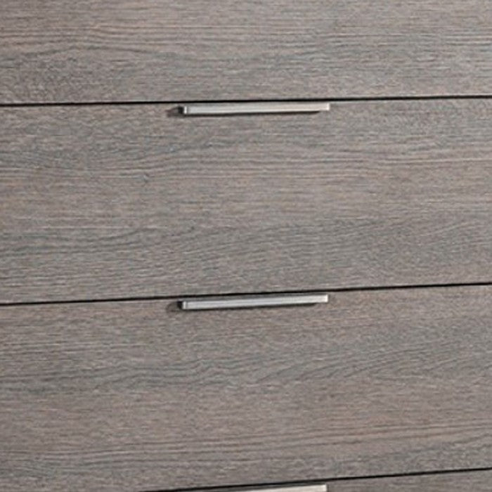 5 Drawer Chest with Metal Handles and Wood Grain Details, Gray - BM216778
