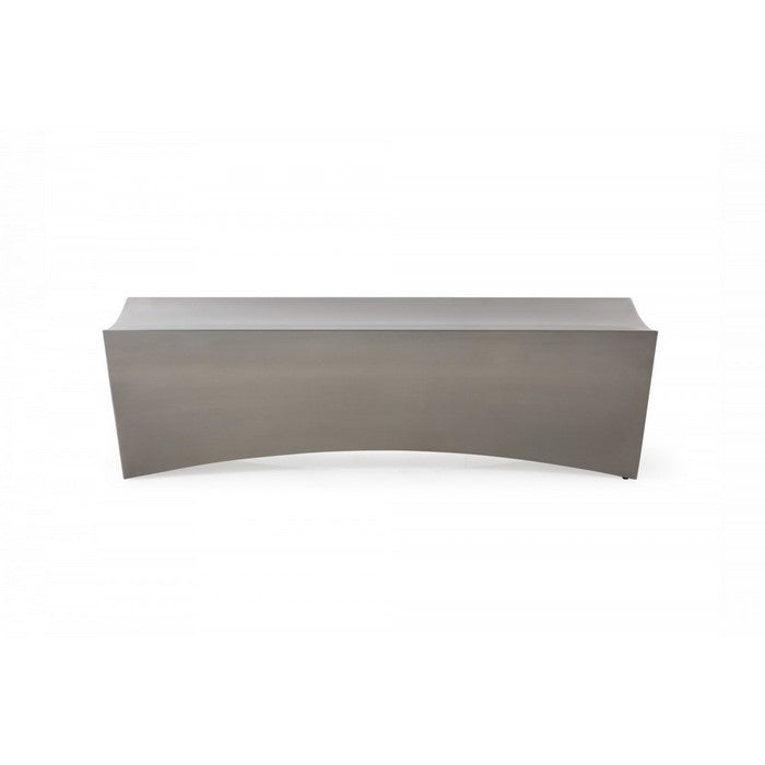 Contemporary Wooden Bench with Concave Edges, Silver - BM216779