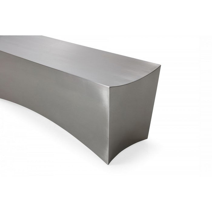 Contemporary Wooden Bench with Concave Edges, Silver - BM216779