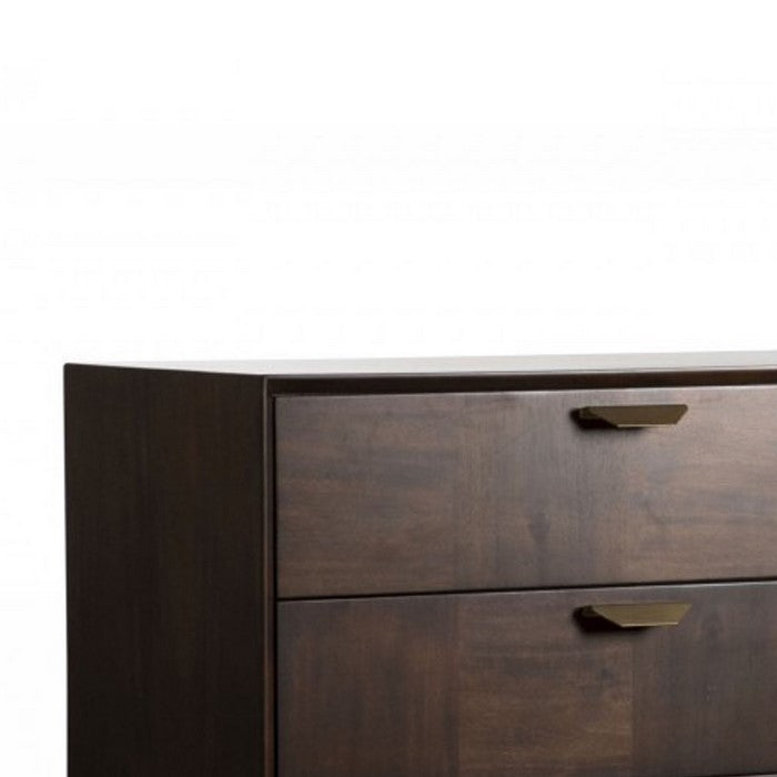 6 Drawer Transitional Dresser with Metal Handles and Floor Protectors,Brown - BM216780