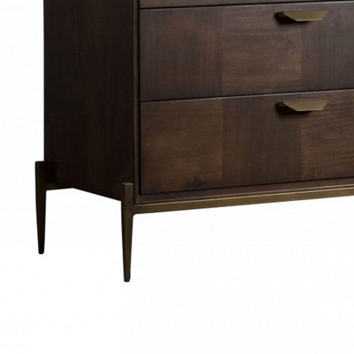 6 Drawer Transitional Dresser with Metal Handles and Floor Protectors,Brown - BM216780