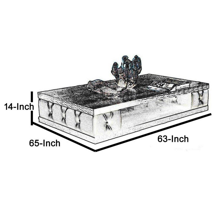 Rectangular Wooden Coffee Table with Textured Details, Gray and Black - BM216788