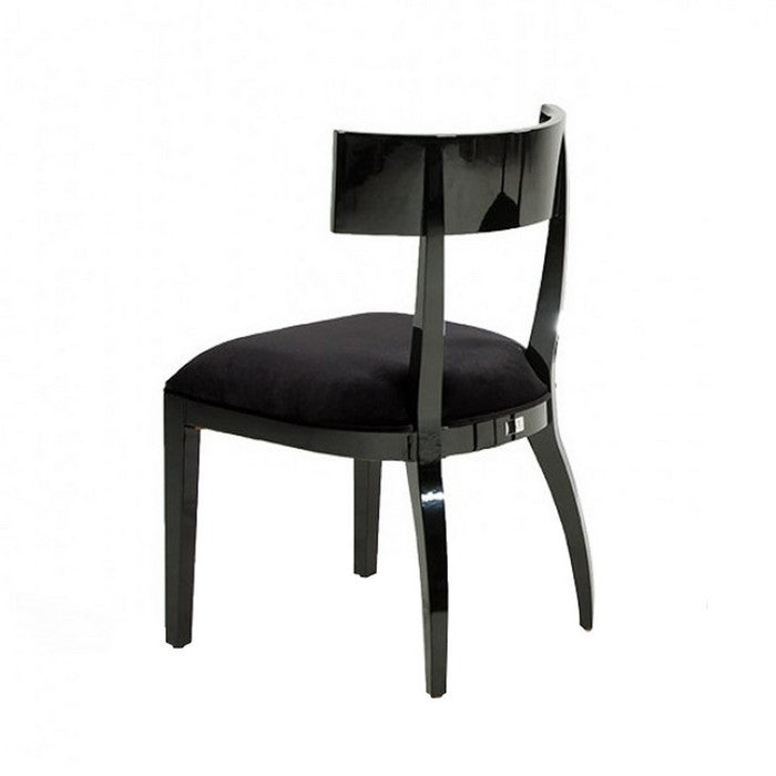 Curved Design Dining Chair with Open Back and Padded seat, Set of 2, Black - BM216789