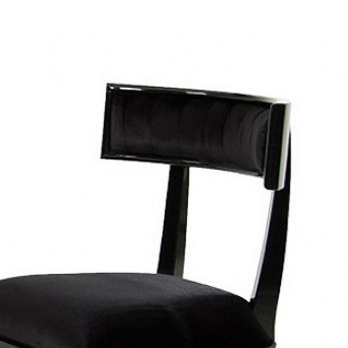 Curved Design Dining Chair with Open Back and Padded seat, Set of 2, Black - BM216789
