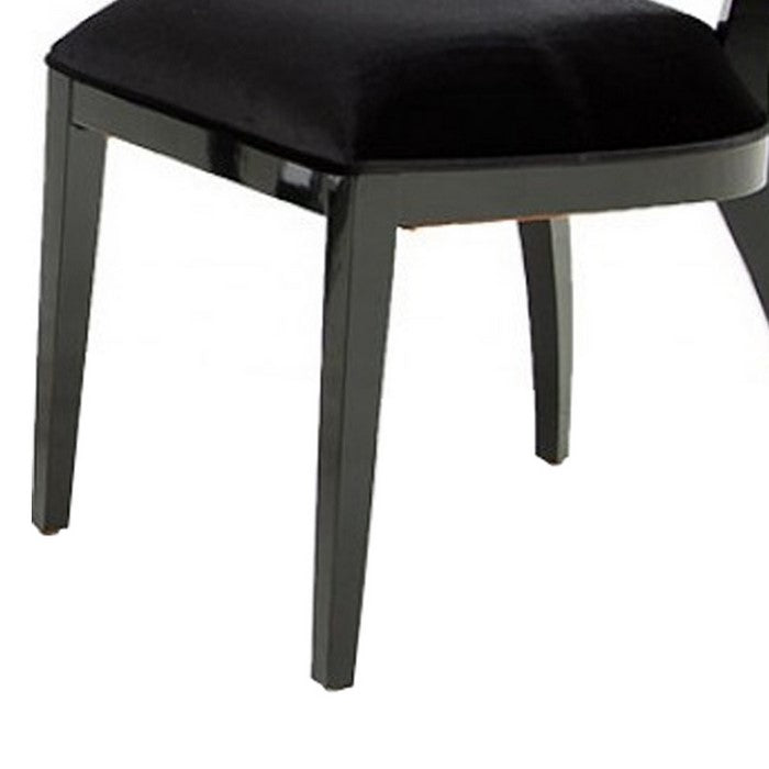 Curved Design Dining Chair with Open Back and Padded seat, Set of 2, Black - BM216789