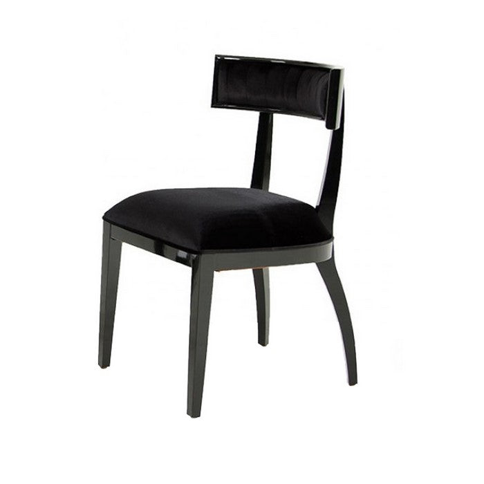 Curved Design Dining Chair with Open Back and Padded seat, Set of 2, Black - BM216789
